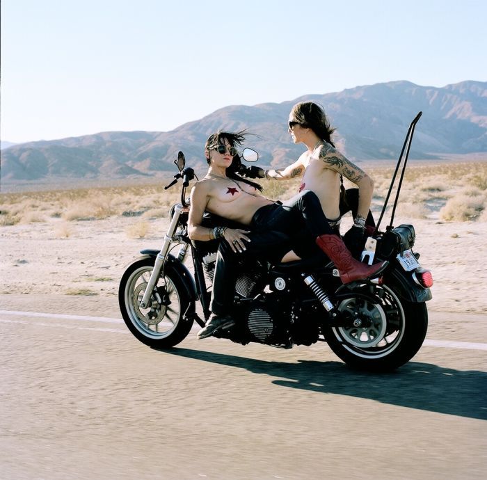 Girls on a motorcycle in Cypin